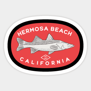 Hermosa Beach California Fishing Sticker